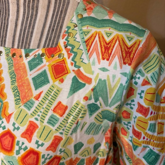 Alfred Dunner Orange and Blue Graphic Short Sleeve Tee - Picture 9 of 15